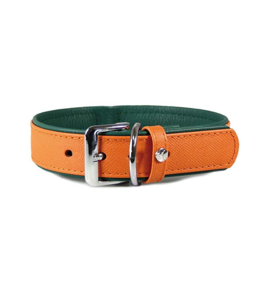 Das Lederband Halsband Firenze Oranje / Forest